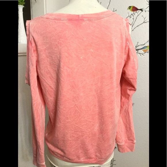 Painted Thread Cold Shoulder Peach Sweater Sz. S - Picture 3 of 7